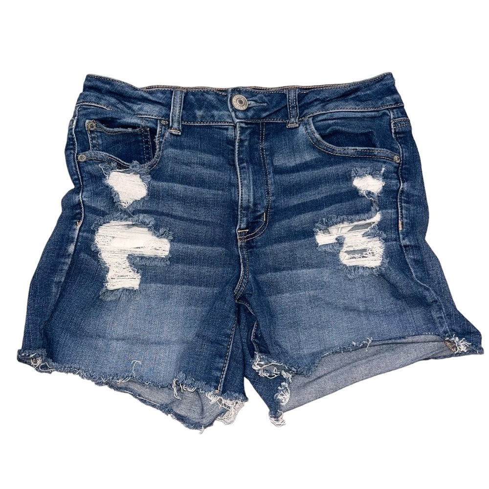 AEO Hi-Rise Shortie Distressed Denim Jean Cutoff Shorts size 6